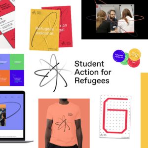Image features the new STAR logo in various colours on posters, bags, social media, website and photos