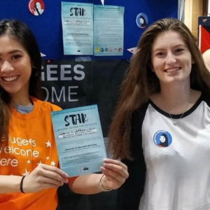 Ahlen pictured at Glasgow Freshers fair.
